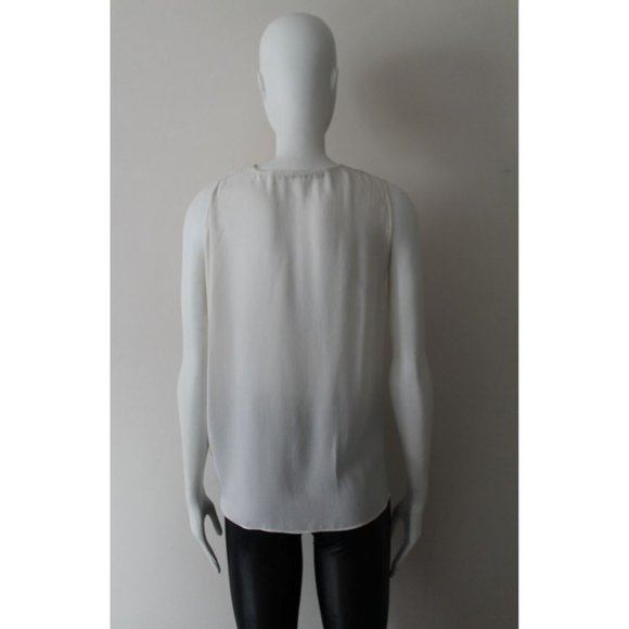 Yigal Azrouel Front Drape V-neck Blouse Top Size 10 White Sleeveless - Picture 5 of 7